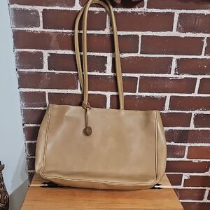 Furla Beige/Tan Leather Double-Handle Tote